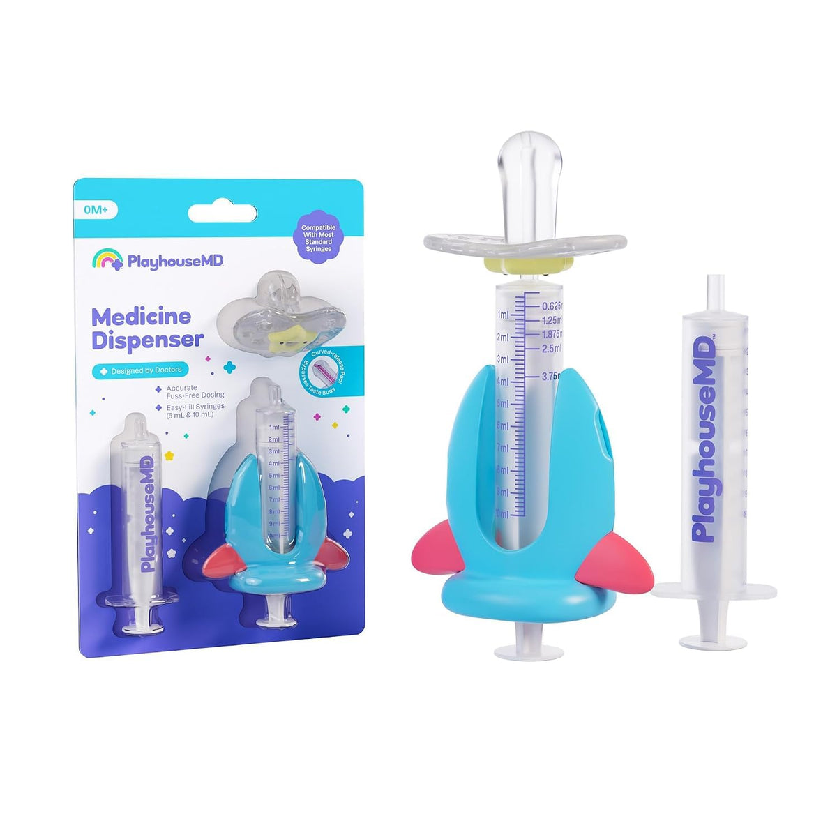 Playhouse MD Baby & Kids Medicine Dispenser, Pacifier Syringe, Rocket