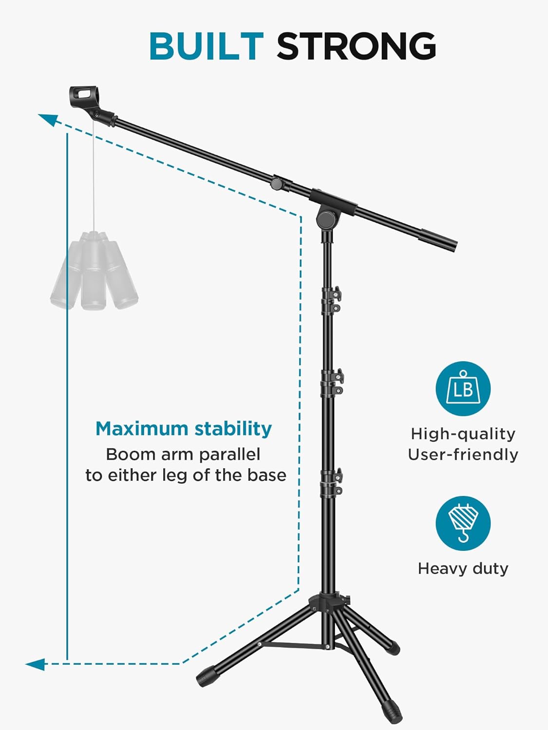 InnoGear Mic Stand Tripod Boom Arm Floor Microphone Stand Height Adjustable