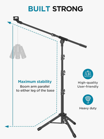 InnoGear Mic Stand Tripod Boom Arm Floor Microphone Stand Height Adjustable