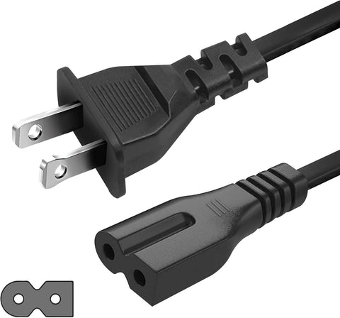 AC 2 Prong Power Cord 10ft Electrical Replacement Power Cable C7P Polarized Plug