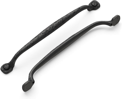 Hickory Hardware 1 Pack Solid Core Kitchen Cabinet Pulls, Luxury Cabinet Handles, Hardware for Doors & Dresser Drawers, 8-13/16 Inch (224mm) Hole Center, Black Iron, Refined Rustic Collection