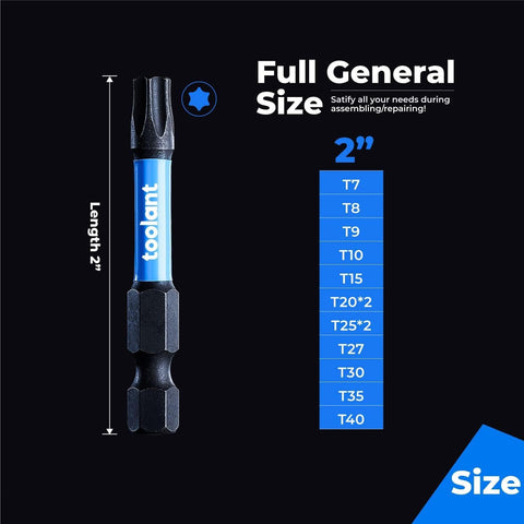 toolant 10PCS T25 2" Impact Torx Bits S2 Steel