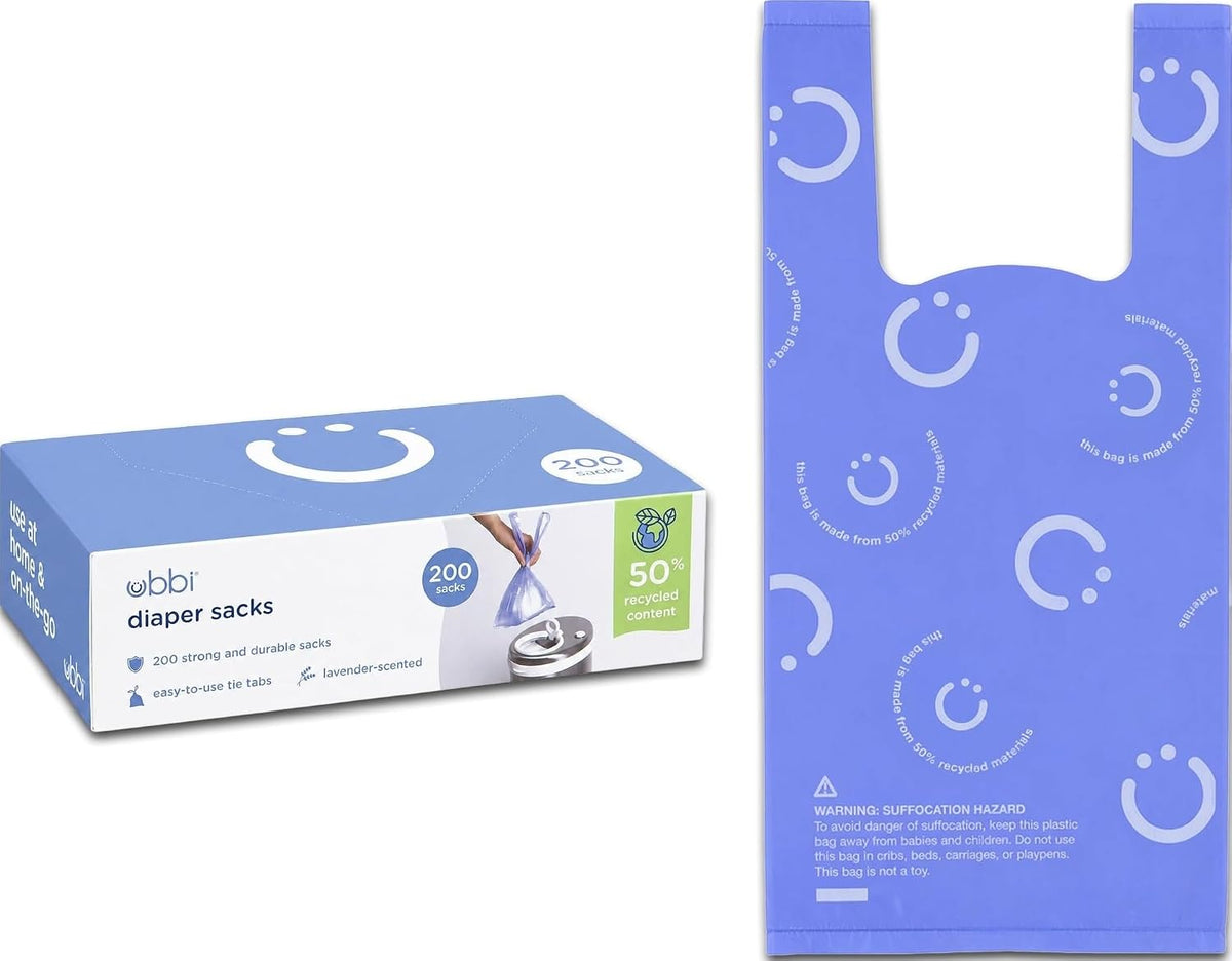 Ubbi Disposable Baby Diaper Sacks, Lavender Scented, 200 Count