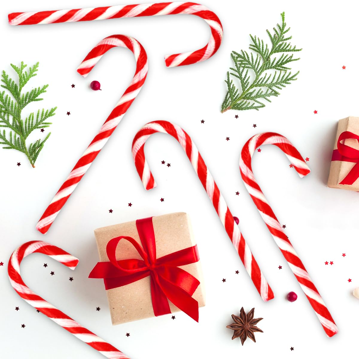 Christmas Candy Canes Classic Red and White Peppermint Flavor for Holiday Family Indulgement - Bulk Candy Canes Individually Wrapped for Kids and Adults, Great Candy Cane Gift Set - 12 Pack