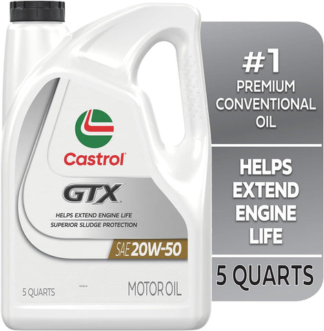 Castrol GTX 20W-50 Conventional Motor Oil, 5 Quarts, Pack of 3