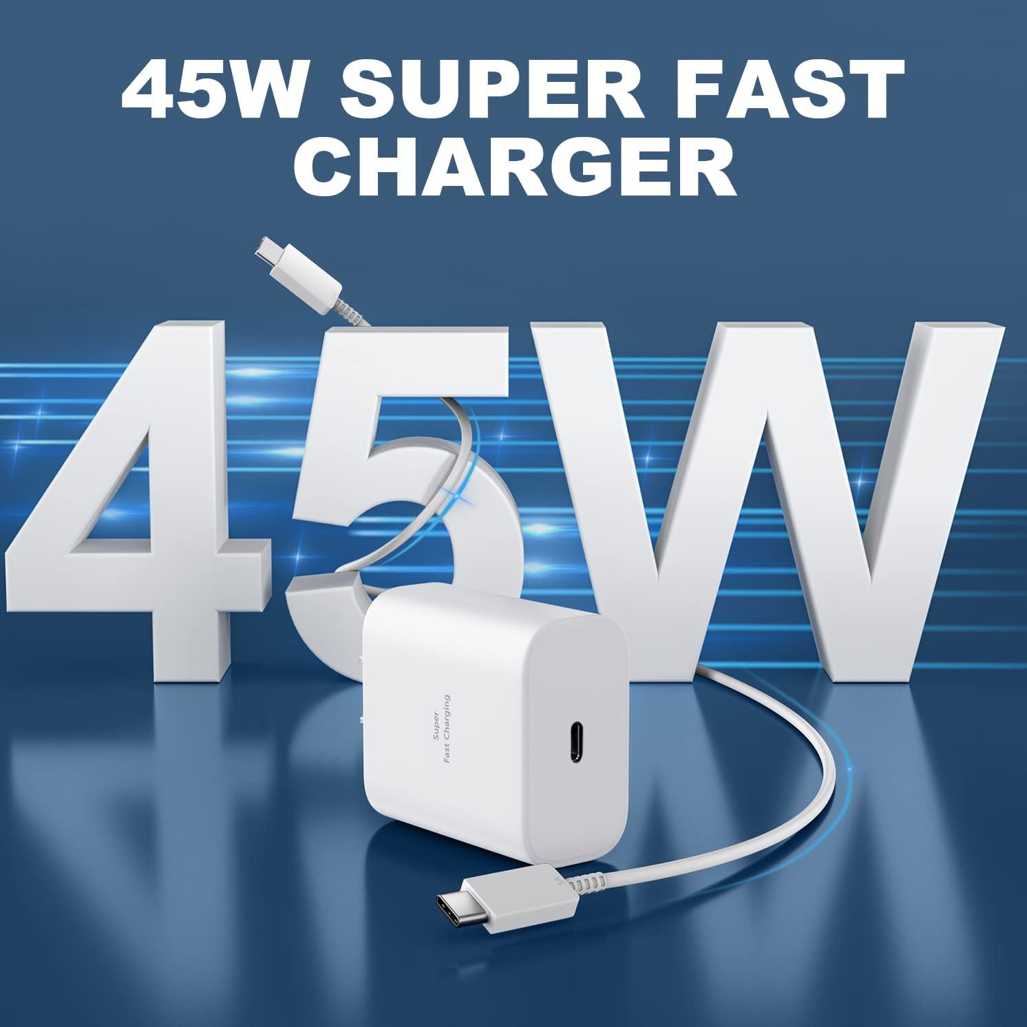 45W Super Fast USB-C Wall Charger for Samsung Galaxy S26 Ultra/S26/S26 Plus/S26/S25 S24 S23 S22 Ultra/S25 S24 S23 S22 S21 S20/Note 10/20, Tab S8/S7, PPS 45 Watt Charger Block with 6.6FT Cable-White