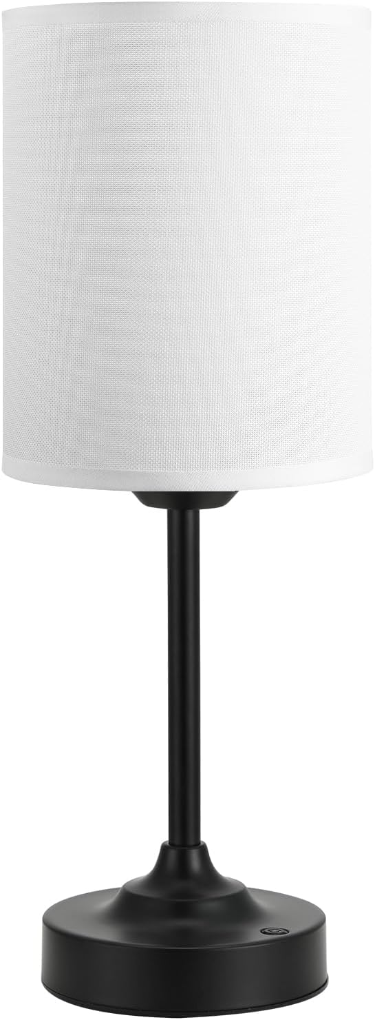 Touch Control Cordlss Table Lamp, USB-C Rechargeable Lamp with Stepless Dimming, 4000mAh Battery Operated Bedside Lamp for Bedroom, Living Room, Night Light & Emergency Lighting, Black, 1 Pack