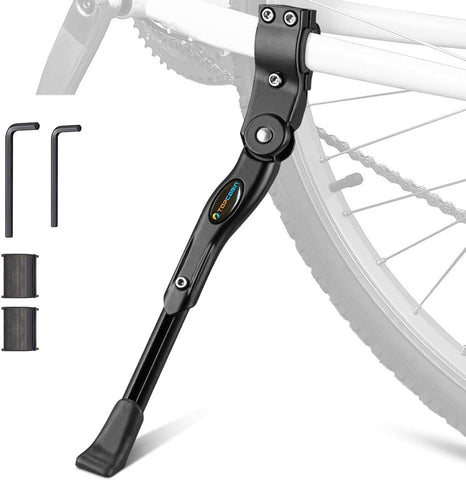 TOPCABIN Bike Kickstand Adjustable Aluminium Alloy Bicycle Kickstand Bike Side Kickstand Fit for 22" 24" 26" 28" Mountain Bike Road cycling/BMX/MTB (Black for 22-24-26-27-28 inch bike)