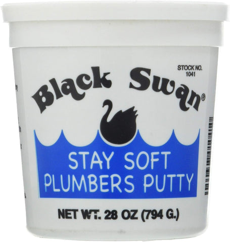 Black Swan Stay Soft Plumbers Putty, 3lbs - Crack-Resistant, Ideal for Sink Drain, Faucets & Fixtures, Stretchable Plumber Putty - White