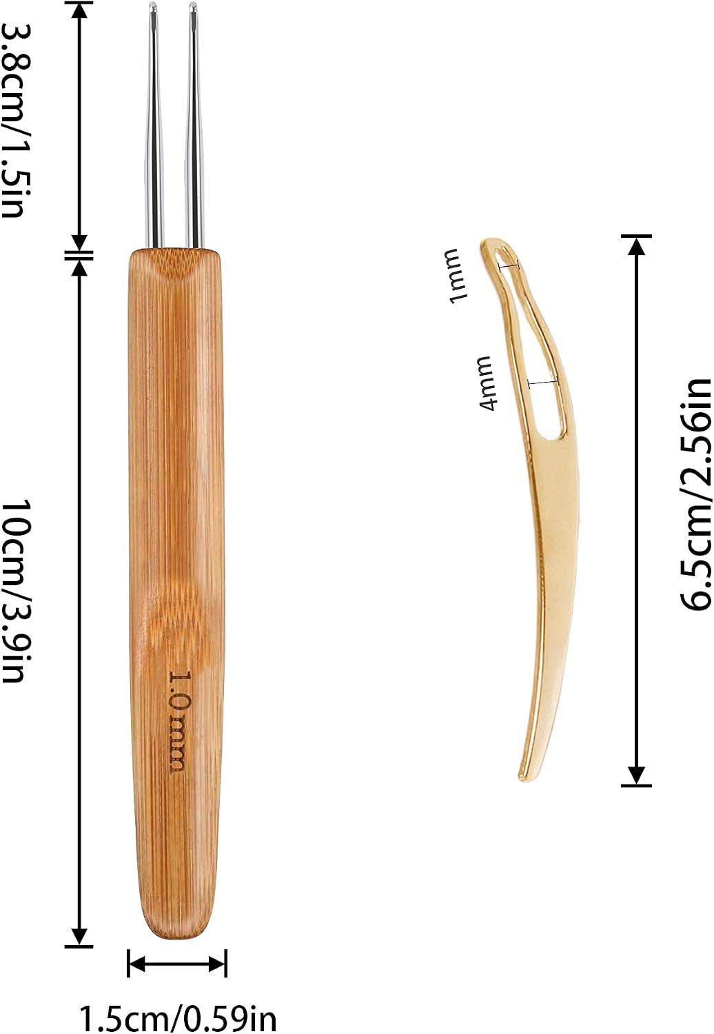 AUGSUN Dreadlock Crochet Hook Tool 1.0mm Hair Crochet Needle for Locs