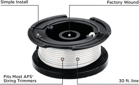 BLACK+DECKER Weed Eater String, Genuine OEM Authentic Trimmer Line, 3-Pack, 30-Feet of Replacement Spool, 0.065-Inch Diameter (AF1003ZP)