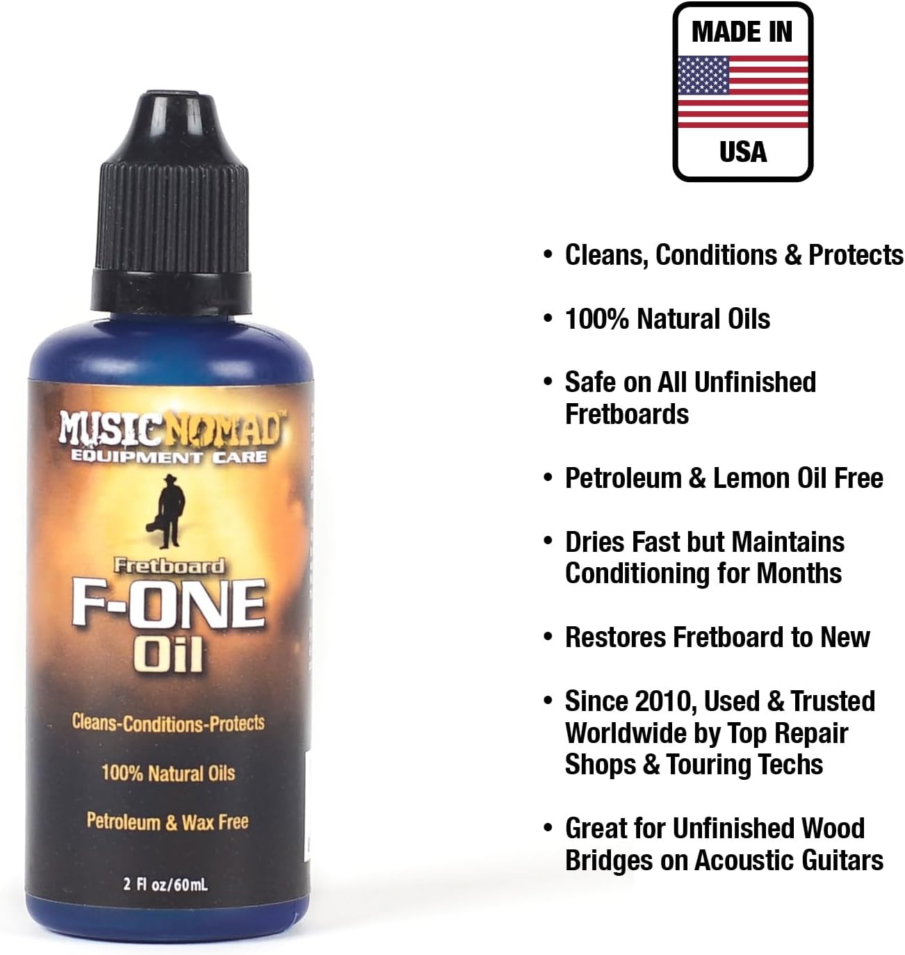 MusicNomad F-ONE Fretboard Oil Cleaner & Conditioner 2 oz (MN105)
