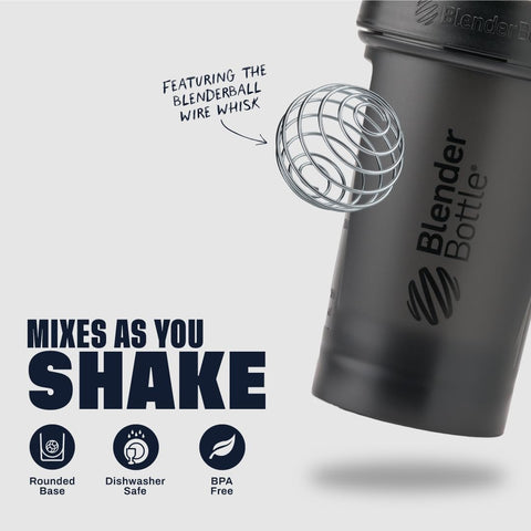 BlenderBottle Classic V2 Plastic Shaker Bottle 20 oz Black