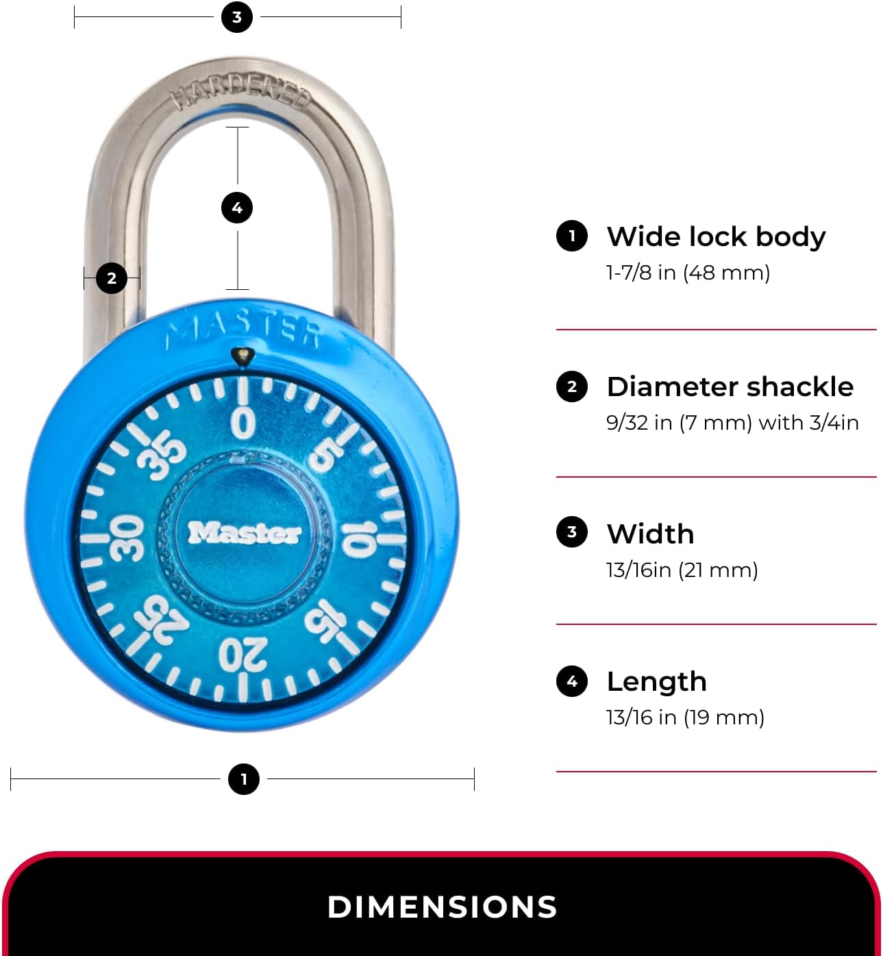 Master Lock Combination Padlock, Gym Locker Lock, 1528BLUEC