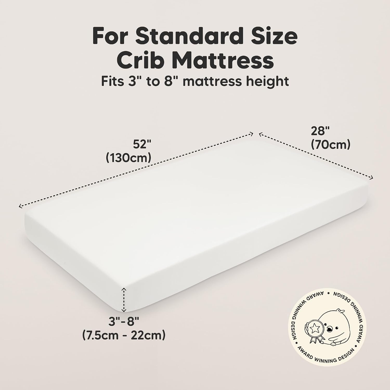KeaBabies 2-pk Organic Cotton Crib Sheets for Boys Girls 52x28 (Soft White)