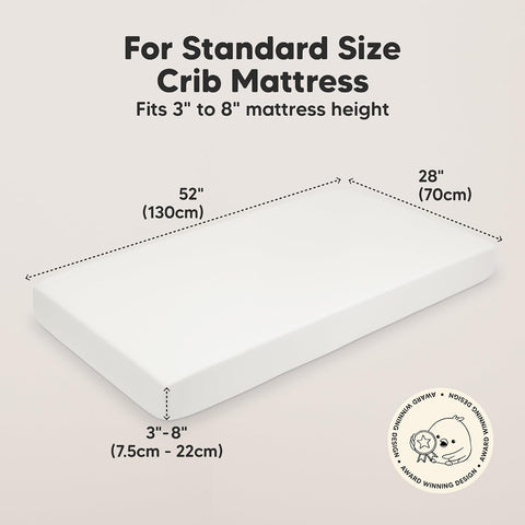 KeaBabies 2-pk Organic Cotton Crib Sheets for Boys Girls 52x28 (Soft White)
