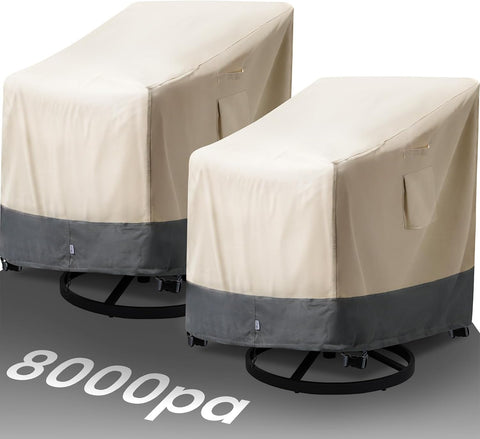 Extra Heavy Duty Outdoor Chair Covers Waterproof - 2 Pack Patio Furniture Covers for Outdoor Swivel/ Rocking Chair/ Adirondack Chairs - Outdoor Seat Cover with Air Vents, 33"W x 35"D x 38.5"H