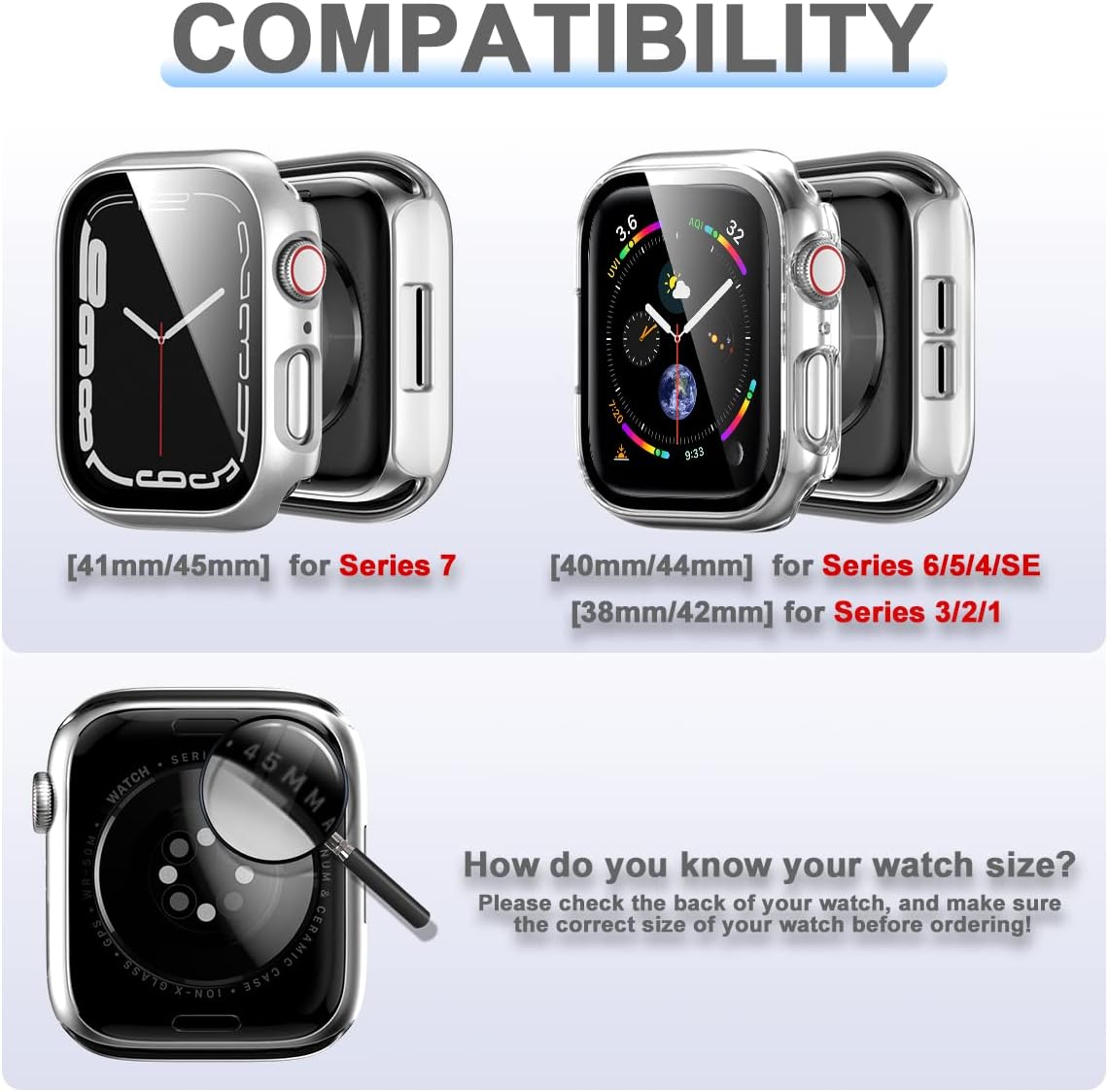 Rontion 6 Pack Hard PC Case for Apple Watch 44mm SE 3/SE 2/ Series 6/SE/5/4