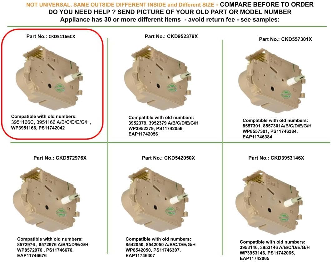 Original ConnectorS 3951166C, 3951166 A/B/C/D/E/G/H Compatible with Whirl. Kenm. Washer Timer fits Old, 3951166C, 3951166 A/B/C/D/E/G/H