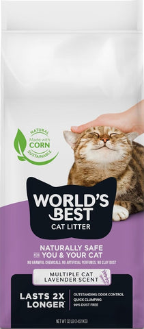 World's Best Cat Litter Lavender Scented, Long-Lasting Odor Control, 32 lb Bag