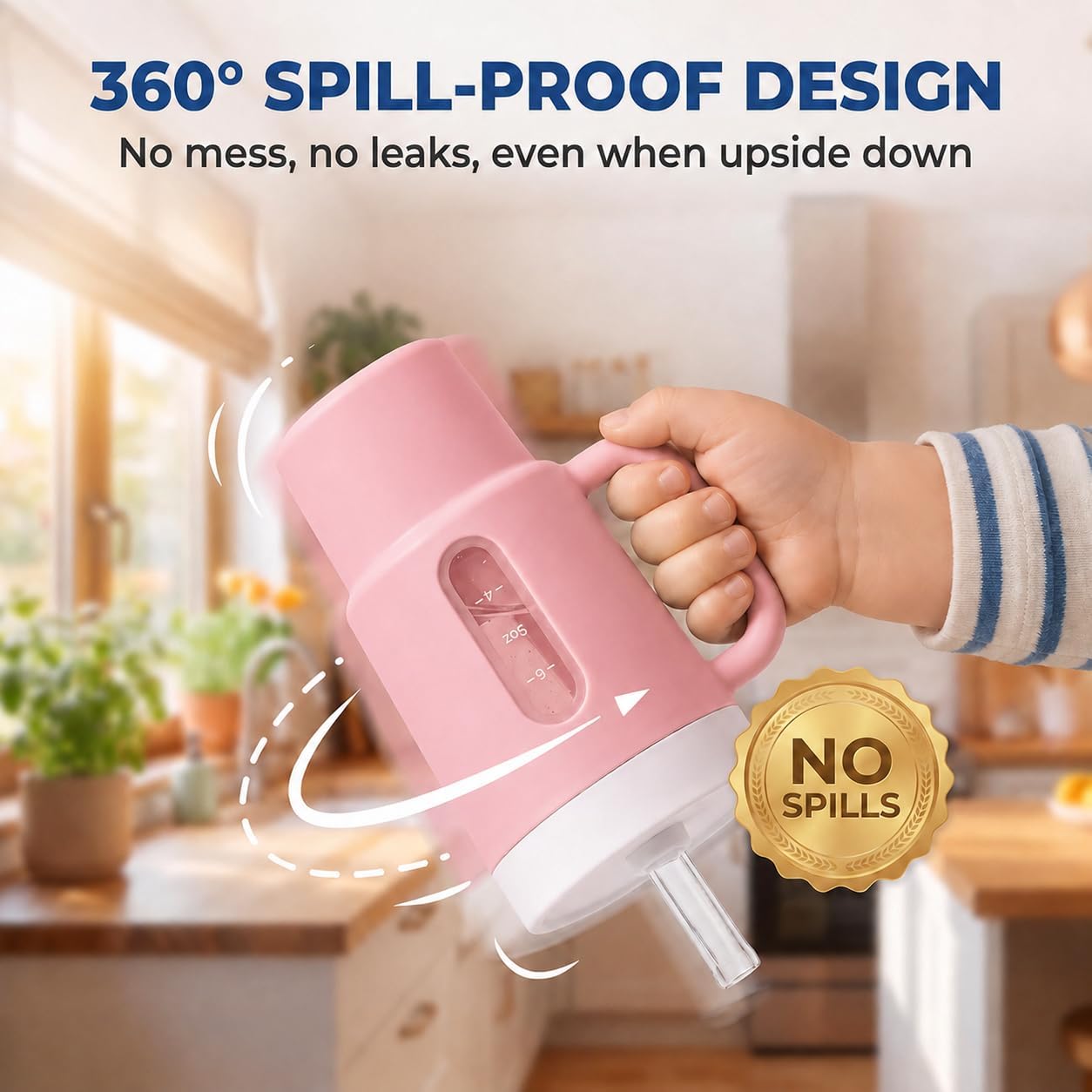 DeeCoo Silicone Sippy Cups for Toddlers 1-5 – 7oz Spill-Proof Straw Cup with Handle, BPA-Free Leak-Proof Tumbler, My First Drinking Cup for Baby, Ideal Birthday Gift for 1 Year Old Girls, 2-Pack