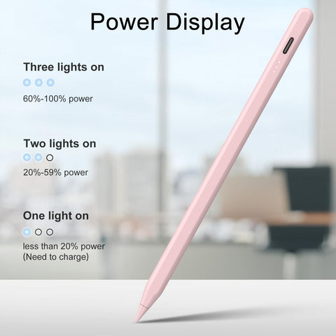 Stylus Pen for iPad, 13 mins Fast Charge for Apple iPad Pencil with Palm Rejection, Compatible with 2018-2024 iPad Air 3/4/5/6, iPad Mini 5/6, iPad 6/7/8/9/10, iPad Pro 11"/12.9"/M4 (Pink)