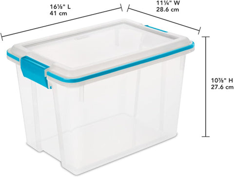 Sterilite 6-Pack Gasket Box, Clear Plastic Storage Bins with Latching Lids, 20 Qt - Large Stackable Tote Containers for Home, Closet, Bathroom, and Office Organization