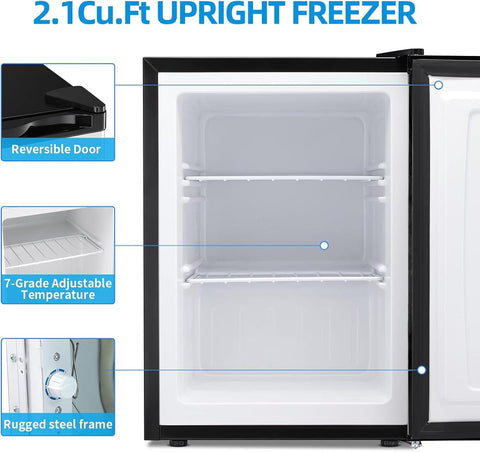 2.1 Cu.ft Small Upright Freezer, Mini Freezer, Black