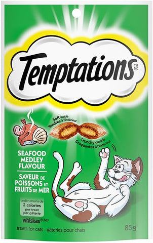 Temptations Classic Crunchy and Soft Cat Treats, Seafood Medley, 3 oz, 12pk
