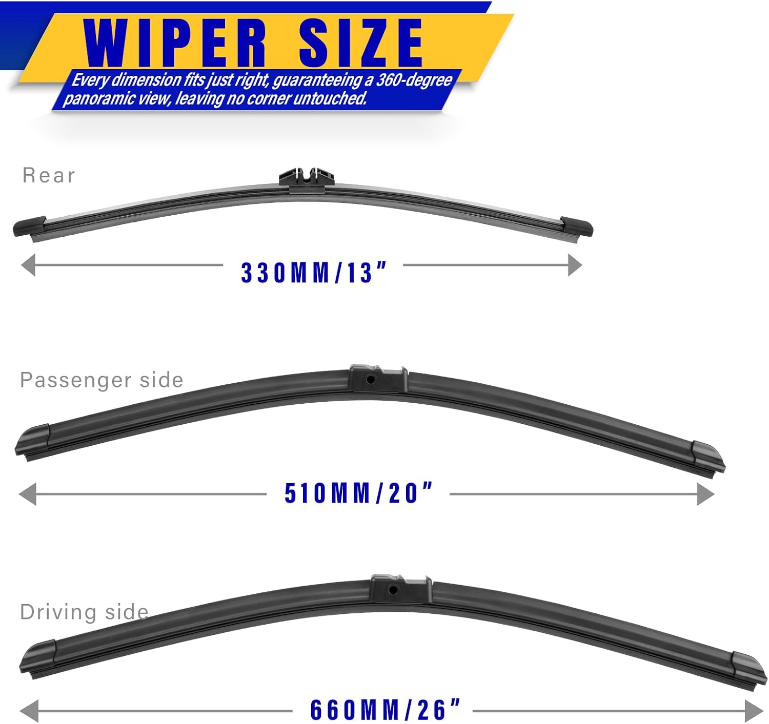 3 Wipers Fits BMW X3 2011-2017 Wiper Blades