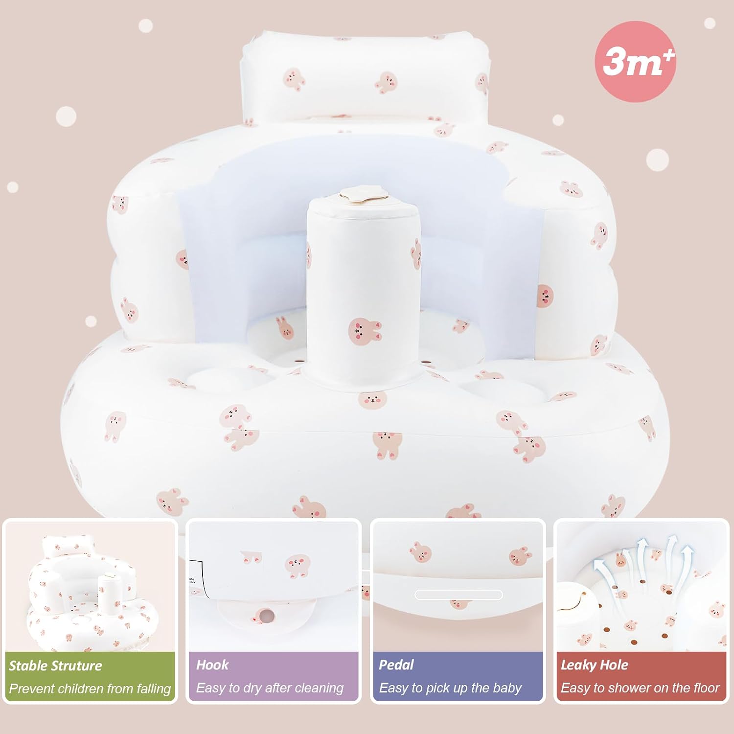 AirSwim Inflatable Baby Seat, Inflatable Baby Chair with Built-in Pump