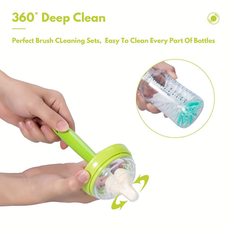 Baby Bottle Brush Kit with Suction Base, Hidden Cleaner & Sponge, Pink