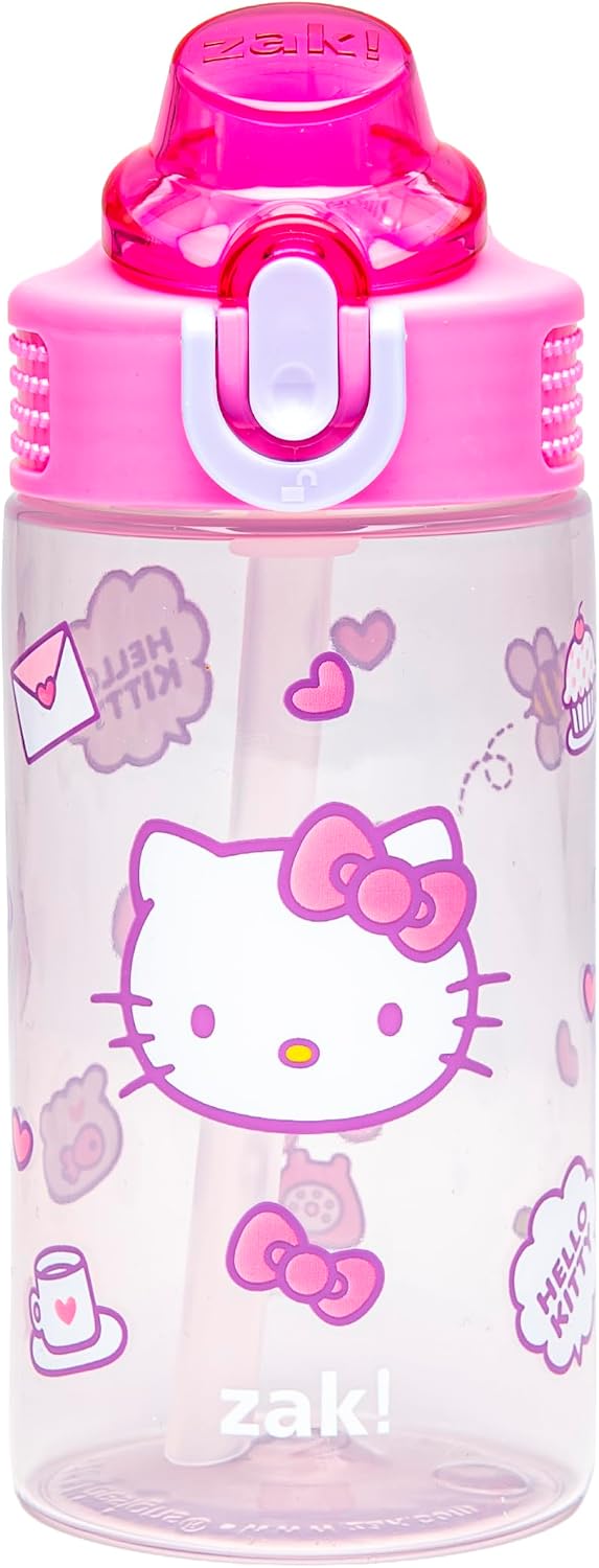 Zak Designs Sanrio Hello Kitty Sage 16oz Leak-Proof Straw Kids Water Bottle