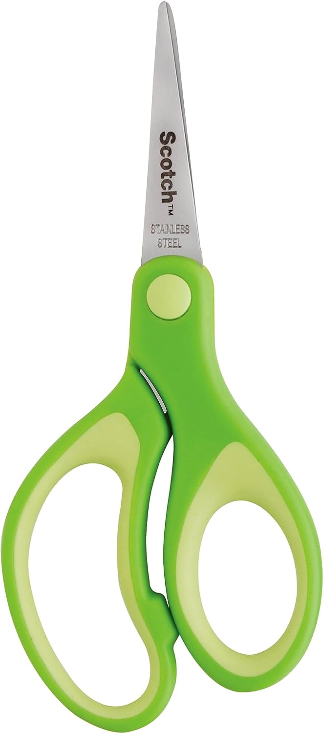 Scotch Kids Pointed Tip Scissors with Soft Touch, 5" (Colors may vary)