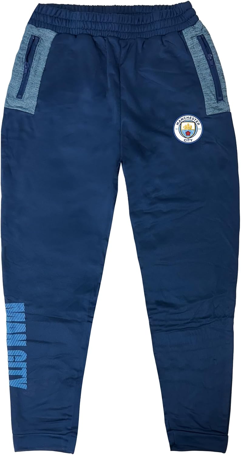 Icon Sports Kids Manchester City Sweatpants with Zipper Pockets, Licensed Youth Man City Jogger Pants