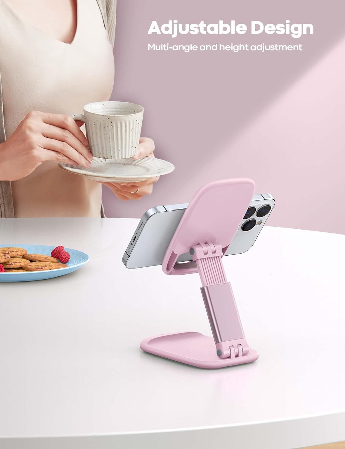 Lamicall Pink Phone Holder, Desk Accessories - Rose Gold Office Holder