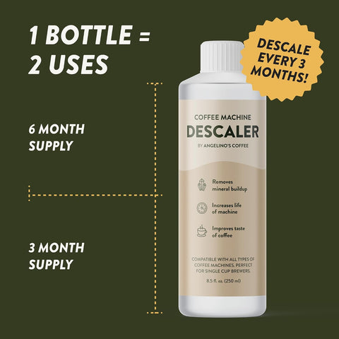 Universal Descaling Solution for Keurig, Nespresso, Breville, DeLonghi & Ninja (2 Uses) – Professional Coffee Descaler & Cleaner – Removes Limescale to Restore Flow & Temp – Odorless & Residue-Free