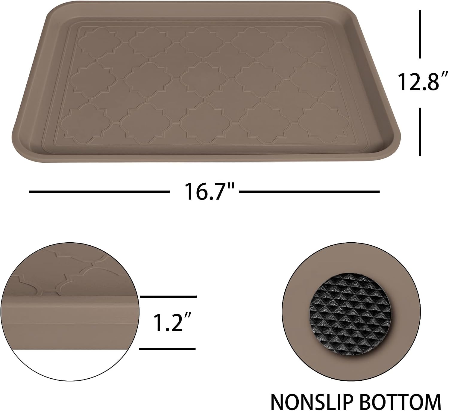 WATANIYA PET Boot Tray for Entryway Indoor, Heavy Duty Shoe Mat Tray 2 Packs, 16.7"x12.8" Waterproof Shoe Trays with Raised Edge, Outdoor Multi-Purpose Mat for Boots, Garden, Pet