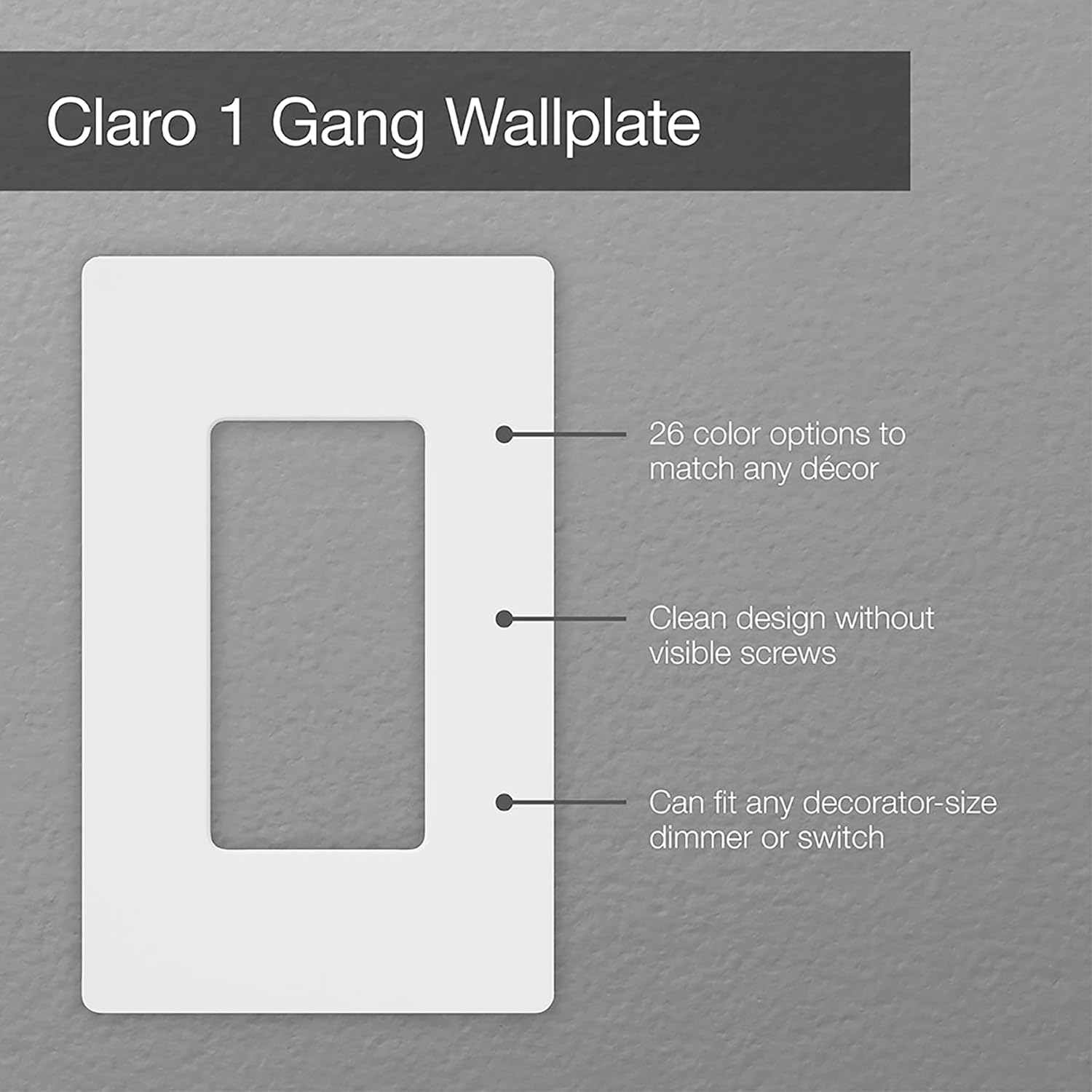 Lutron Claro Light Switch Cover Plate, 1 Gang Wallplate, Gloss
