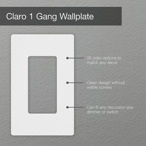 Lutron Claro Light Switch Cover Plate, 1 Gang Wallplate, Gloss