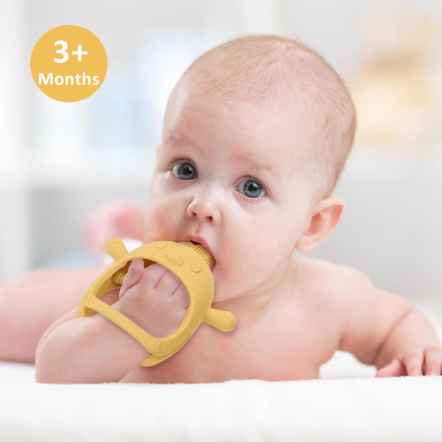 Socub Silicone Baby Teether Toys for Infants 3-6 6-12 Months(Rose Pink)