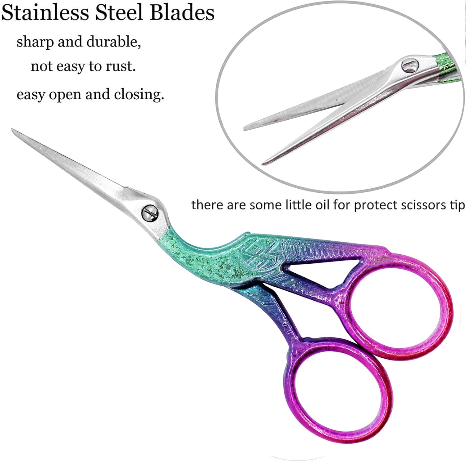 BIHRTC 4.5Inch Small Sewing Crochet Scissors Sharp Tip Stainless Steel