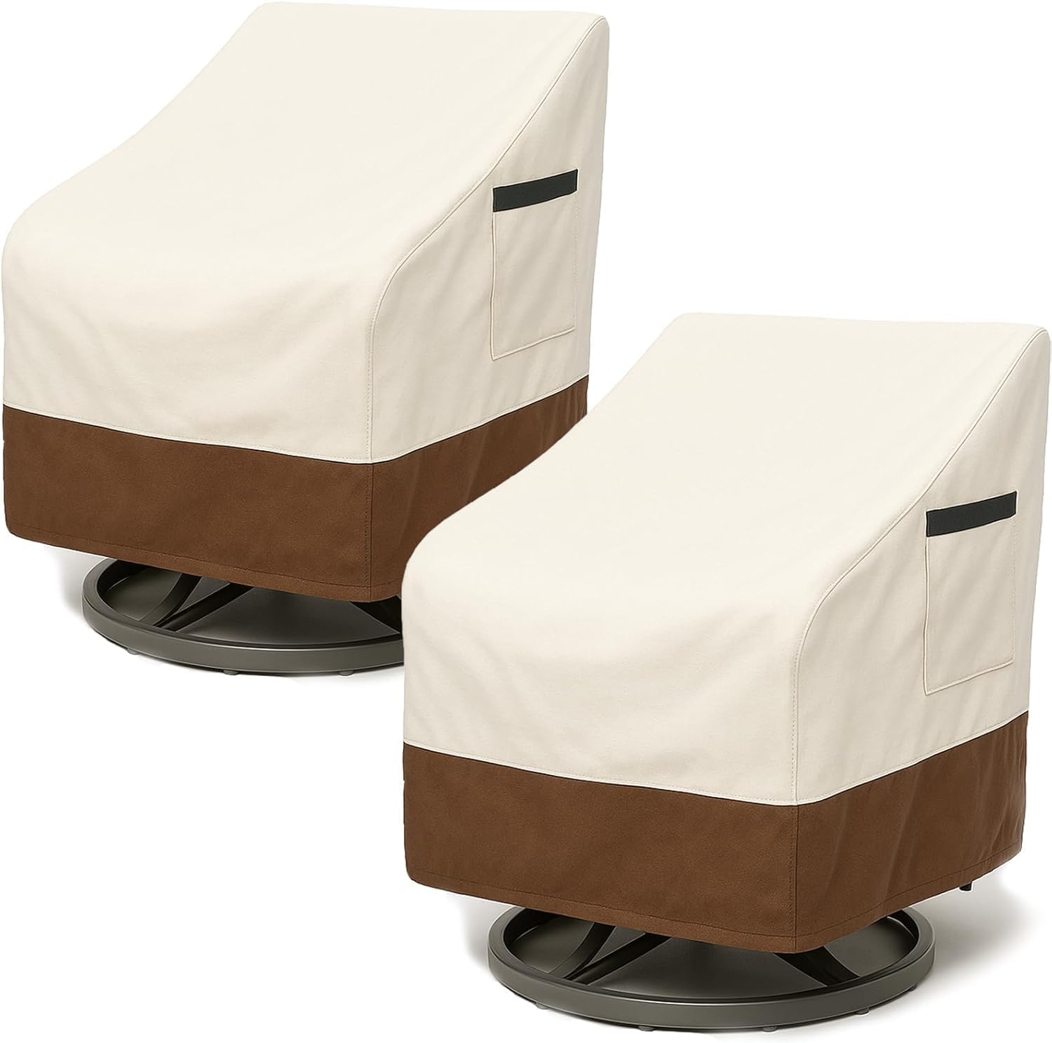 Outdoor Patio Chair Covers, Heavy Duty Waterproof 600D Oxford Furniture Protection, 35x37x36 Inches, 2-Pack, Beige and Brown