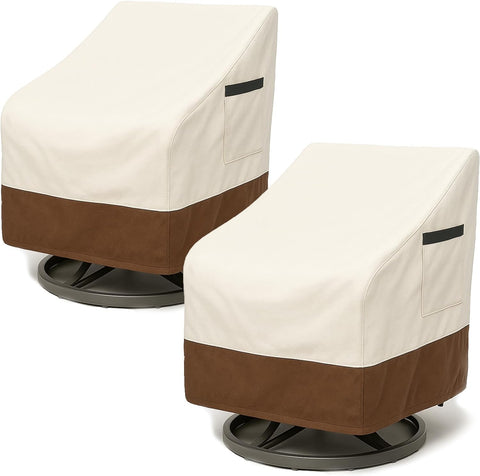 Outdoor Patio Chair Covers, Heavy Duty Waterproof 600D Oxford Furniture Protection, 35x37x36 Inches, 2-Pack, Beige and Brown