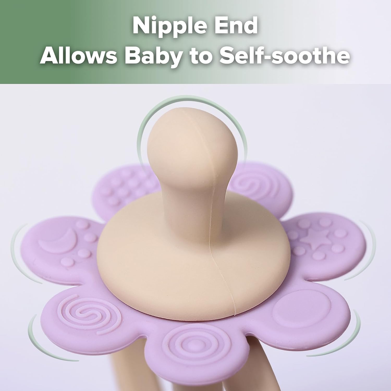 Haakaa Silicone Twin Flower Teether for 3M+ Babies, Easy to Grip, Lavender