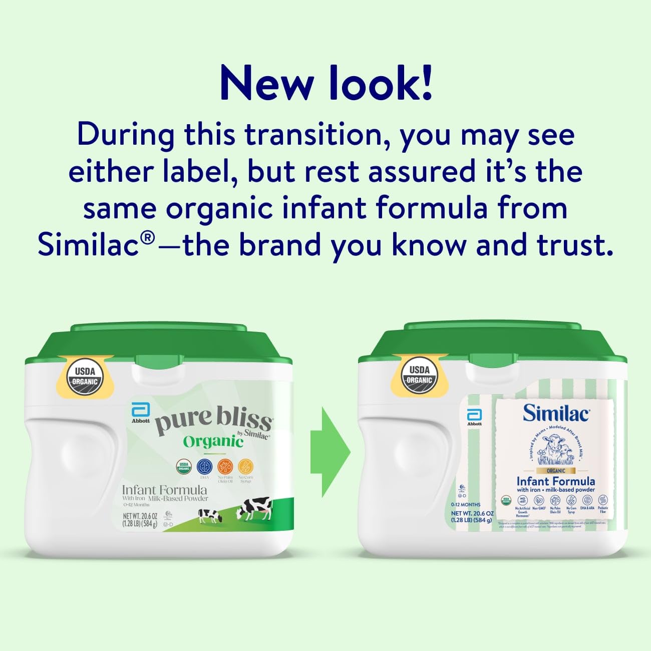 Similac Organic Infant Formula, Easy to Digest, USDA-Certified Organic, Powder, 20.6-oz Tub
