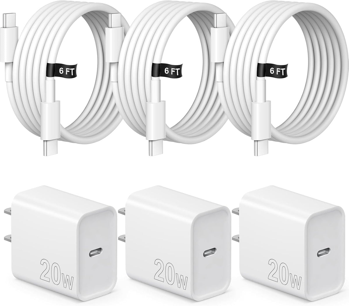 iPhone 17 16 15 Charger Fast Charging 3 Pack USB C Charger Block