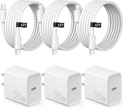 iPhone 17 16 15 Charger Fast Charging 3 Pack USB C Charger Block