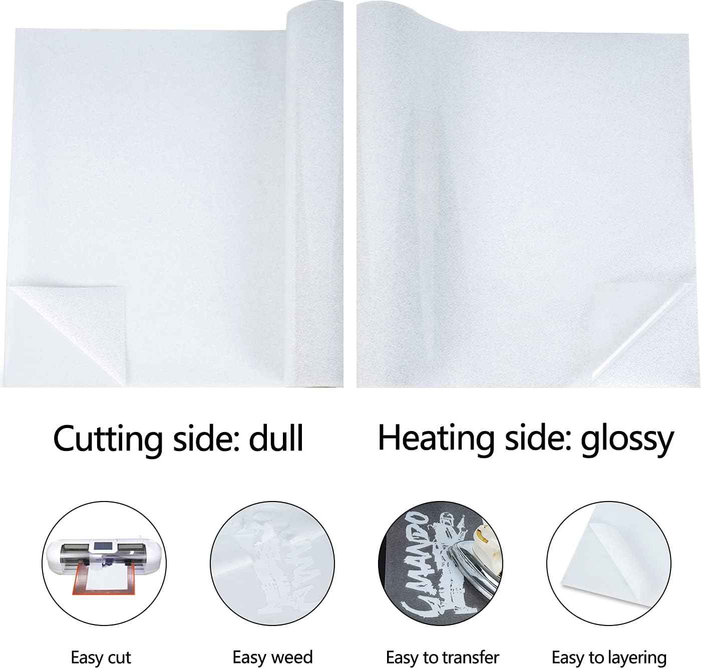 guangyintong Glitter White Heat Transfer Vinyl HTV Rolls, 12" x 8ft Iron on Vinyl for T Shirts HTV Vinyl for All Cutter Machines Easy to Cut & Weed for Heat Vinyl Design