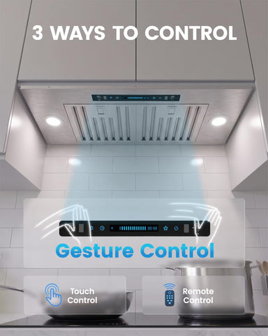 JOCO 36 Inch Range Hood Insert, 900 CFM, 4-Speed, Gesture Touch Remote